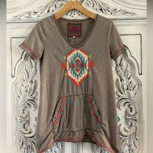 Johnny Was Short Sleeve Embroidered Top